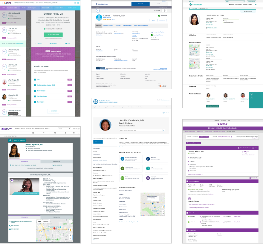 Screen samples of competitors FAD tools
