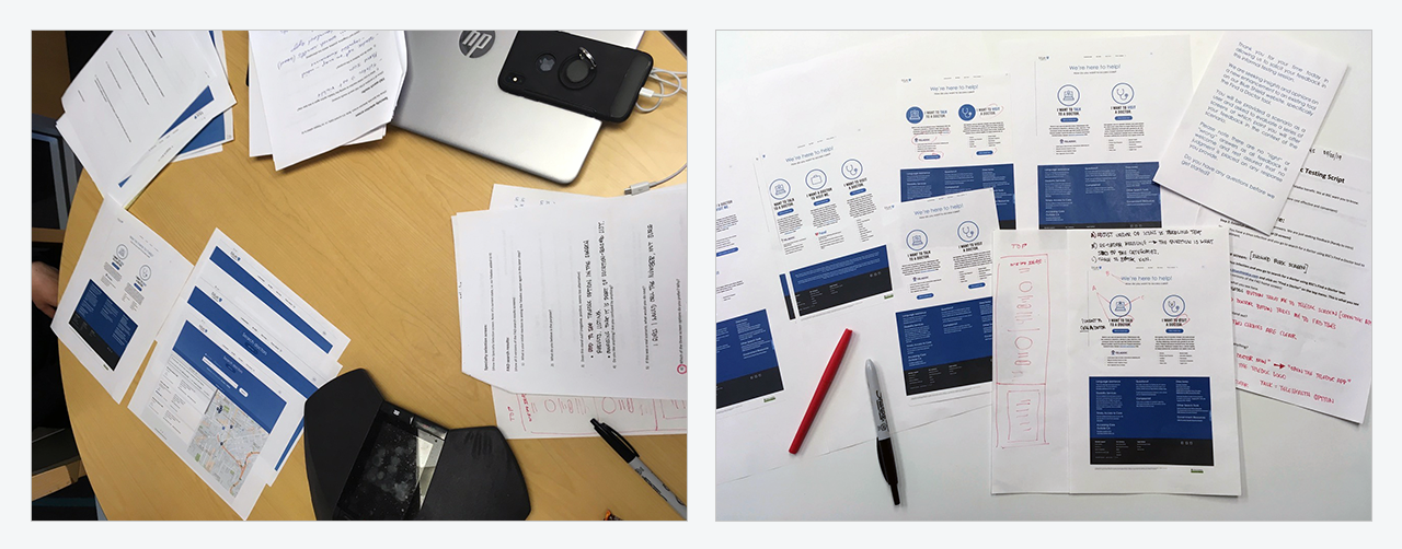 Pictures of user testing set up and session notes