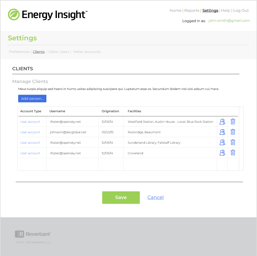 Energy Insight Settings screen Picture of Energy Insight Settings screen